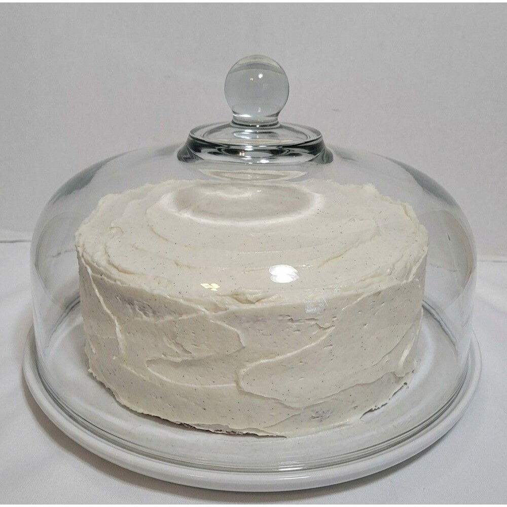 Clear Glass Cake Dome Cloche Replacement Lid 11" Round Ball Knob Cover
